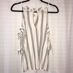 American Eagle Striped off the Shoulder Shirt